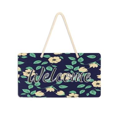 Imagem de Burbuja Placa de boas-vindas floral para porta da frente, placa de boas-vindas de PVC para decoração de férias, 15 x 28 cm
