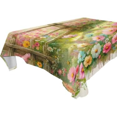 Imagem de Burbuja Toalha de mesa de jardim Springtime, toalha de mesa quadrada anti-rugas grossa para decoração de jantar, cozinha, festa, 137 x 137 cm