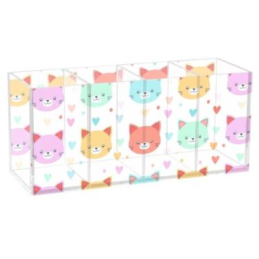 Imagem de Burbuja Porta-canetas de acrílico com 4 compartimentos, suporte de lápis transparente para pincéis de maquiagem, acessórios de mesa de escritório em casa