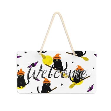 Imagem de Burbuja Placa de boas-vindas Cats on Groom para porta da frente, placa de boas-vindas de PVC para decoração de férias, 15 x 28 cm