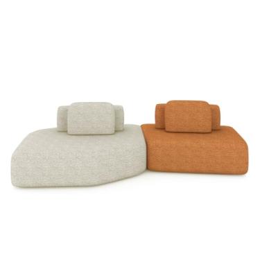 Imagem de Sofá Ilha Dakota 2 Módulos 310cm Encostos Almofadas Soltas Bouclê Rústico Greige/Terracota G33 - Gran Belo