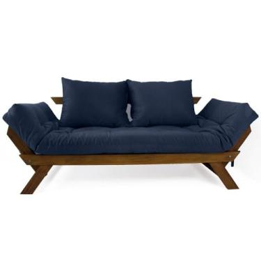 Imagem de Sofá Japão Futon Acquablock Madeira Cor Imbuia D33 - Azul Royal