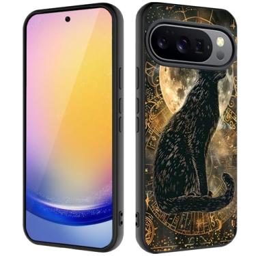 Imagem de Capa para Google Pixel 10/Pixel 10 Pro, capa ultrafina de silicone líquido antiderrapante elegante, adequada para Pixel 10/10 Pro de 6,3 polegadas, gato preto