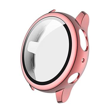 Imagem de Capa de Placa PC Duro com Protetor Tela Vidro Temperado HD Cobertura Total Protetora Fina Bumper Transparente Shell Substituição para Galaxy Watch Active 2 40mm