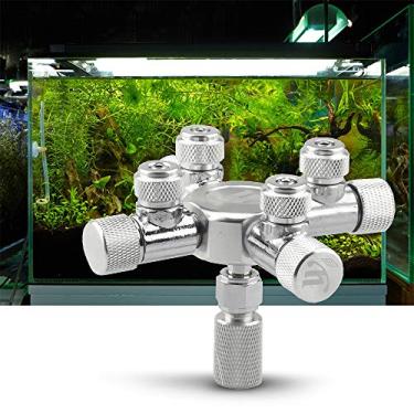 Imagem de Regulador de divisor CO2 para aquário com válvula ajuste fino agulha múltiplas saídas conectar difusores a um único cilindro liga e cobre fácil instalar plantas aquáticas em tanques peixes
