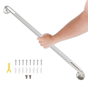 Imagem de Barra de apoio de chuveiro de 81 cm, alça de barra de apoio para banheiro com aderência serrilhada antiderrapante, barra de equilíbrio de banho de aço inoxidável, barra de segurança de banho de 3 cm