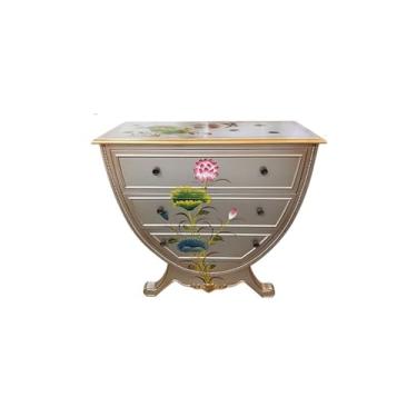 Imagem de Cômodas Peito de entrada pintado, cômoda vintage, semicírculo europeu, decorativo, armário, quarto, organizador gavetas(Champagne)