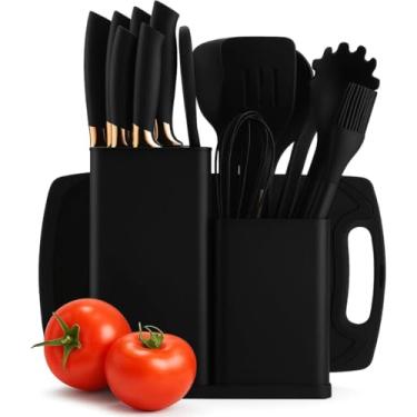 Imagem de Kit Utensílios de Cozinha, 19 Peças, Colher de Silicone e Madeira, Conjunto para Organizar e Completar a Cozinha