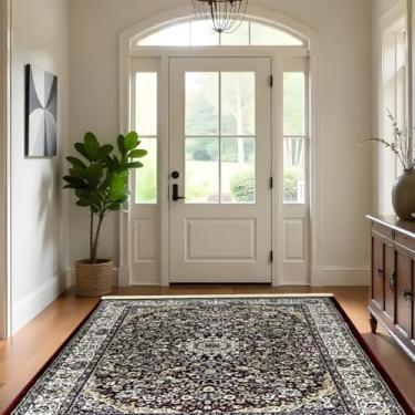 Imagem de 1 Tapete Entrada Porta Hall Grande Belga Es Cl 200 x 250 Vr (D1Cla Vermelho Branco Preto - Classico Medalhão Floral)