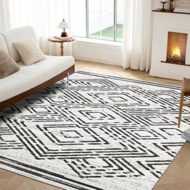 Imagem de Syalife Tapete Boho Area, 2,5 m x 30,5 m com suporte antiderrapante, tapete boho dobrável que não cai, tapete lavável para quarto, cozinha, sala de estar, escritório, sala de jantar, preto