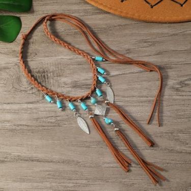 Imagem de Conjunto de colares ocidentais para mulheres, turquesa, gargantilha cowgirl, boho, marrom, borla, tribal, sudoeste, acessórios de joias ajustáveis