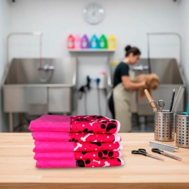 Imagem de Kit com 5 Toalhas de Banho Pet Splash – Toalhas Ultra Absorventes e Confortáveis (Pink)
