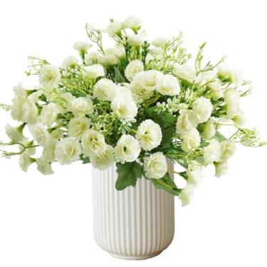 Imagem de Buquê de flores artificiais para vaso, 6 pacotes de flores de seda lilás sintética, decoração de hortênsia, arranjos de flores falsas, margarida, para mesa de casamento, casa, centro de mesa, vaso