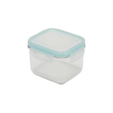Imagem de Pote de Vidro Hermético com Tampa Plástico, 370ml, 4 Travas, Anel de Silicone Removível, 12,5x10x5 cm, para Microondas e Forno