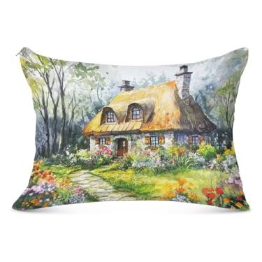 Imagem de Capa de travesseiro charmosa para jardim de casa de campo, macia, longa, 53 x 137 cm