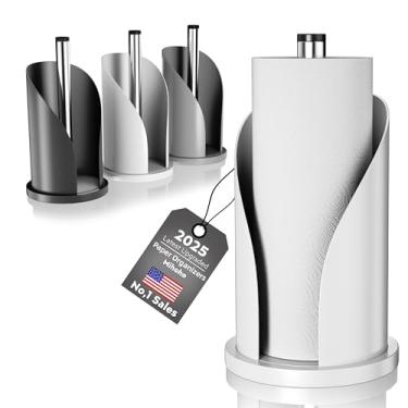 Imagem de Suporte de toalha de papel higiênico, organizador de lenços de banheiro independente de aço inoxidável, suporte de armazenamento de rolos, dispensador de toalha de papel para banheiro, cozinha (branco