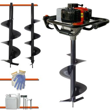 Imagem de Perfurador de Solo Perfuratriz Vant VPS-52 À Gasolina 52cc 2HP 6.500rpm Motor 2T Completo Com KIT Brocas 80X20cm, 80X25cm e 80X30cm