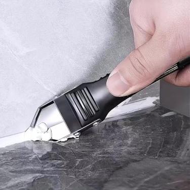 Imagem de 1 kit de ferramentas de remoção de calafetagem, ferramenta de remoção de argamassa, ferramenta de acabamento de selante, ferramenta raspadora de ângulo de cola, preta