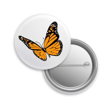 Imagem de Broches de Botão com Borboleta Monarca Laranja, Pack com 10 Unidades, Design Inseto, Fundo Branco (10, Branco)