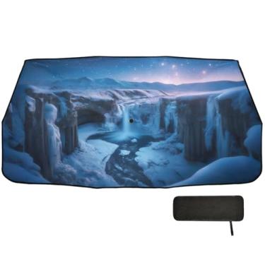 Imagem de Guarda-sol de carro glaciar para para-brisa proteção de isolamento térmico guarda-chuva de carro 147.3 cm x 75.4 cm sombra refletiva para carro
