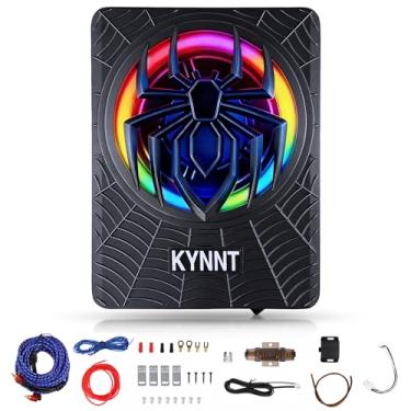 Imagem de KYNNT Subwoofer de carro de 25,4 cm 1200W fino alimentado por baixo do assento, entrada de nível alto/baixo, amplificador embutido para suporte de porta-malas, graves potentes com controle de luz RGB