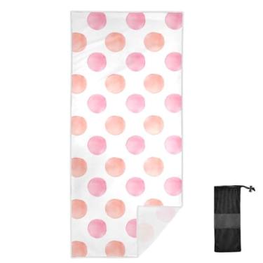 Imagem de Joitme Toalhas de acampamento de bolinhas rosa pastel aquarela, tamanho P, toalhas de secagem rápida para praia, toalhas de natação para crianças