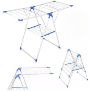 Imagem de Varal de Chão Dobrável e Portátil Roupas 3 andares(Cinza)