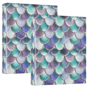 Imagem de Balanças coloridas personalizadas turquesa 3,8 cm, 3 anéis, 200 folhas, anel redondo fofo, fichário resistente, 31,5 x 27 x 6 cm, pacote com 2