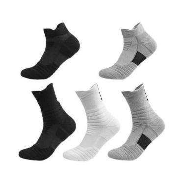 Imagem de Meias Esportivas Masculinas Com Amortecimento, 5 Pares, Para Corrida, 