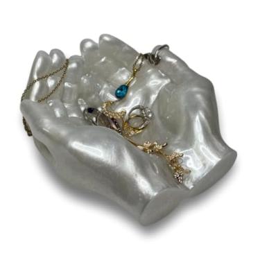 Imagem de Molde de mão para resina – Molde de silicone em forma de mão 3D para fundição de epóxi, bandeja de joias, suporte de vela, pote de suculentas e artesanato de decoração de casa – Molde de arte de