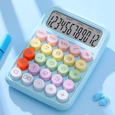 Imagem de Phefop Calculadora de Botão Grande Fofa Calculadora Eletrônica Colorida, de Botão Grande Fofa de 12 Dígitos 4 Funções Material de Escritório para Mulheres Crianças Professores Mesa Escola Classe