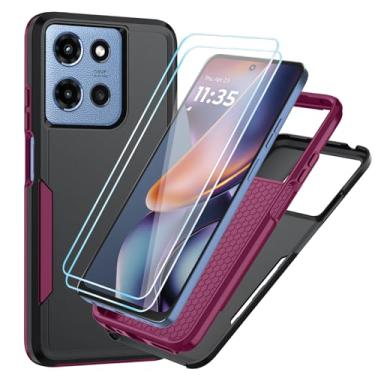 Imagem de Suncasetor Capa para Motorola Moto-G-2025/Moto-G-2026/Moto-G-Play-2026 com protetor de tela HD, proteção resistente contra quedas, capa de celular para Moto G 5G 2025/Moto G 5G 2026 (preto/rosa)