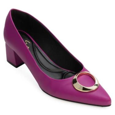 Imagem de Sapato Scarpin Giovana Pash GP24-501014NP Roxo-Dourado TAM 40 ao 43