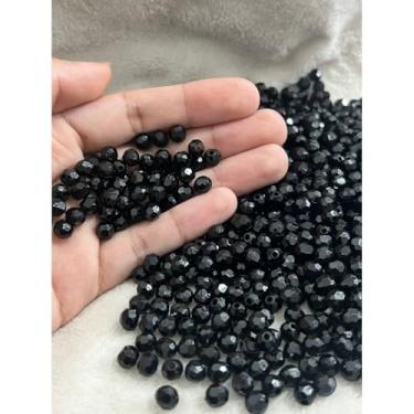 Imagem de Miçanga Acrílica Cristal 6mm Sextavada Colorida para Bijuterias e Artesanato – 200 Unidades (PRETO - 310)