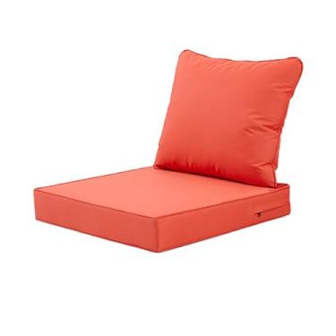 Imagem de Yadlan Almofadas de assento com conjunto de almofadas traseiras móveis de jardim, almofadas de assento impermeáveis ao ar livre para lounge, casa, carro, escritório, sofá, cadeiras A 122 x 122 x 10 +