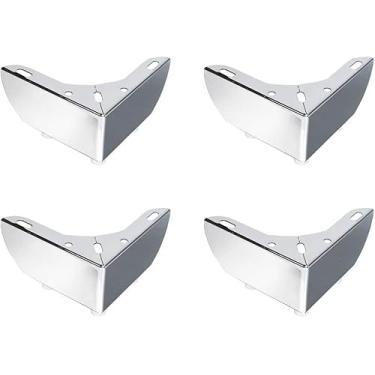 Imagem de 4pcs Pés de Móveis Ferro Alta Resistência Altura 55mm Sofá Metal Robusto com Tampas Borracha Fácil Instalar Suporta Estante TV Mesa Café Bancada Armár