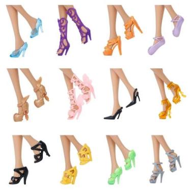 Imagem de Sapatos De Boneca Coloridos Sortidos, 12 Pares, Sandálias De Salto Alt
