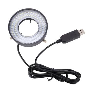 Imagem de Jiawu Anel de Luz LED para Microscópio, Brilho Ajustável de 72 LED, Fonte de Luz Auxiliar Circular Alimentada por USB para Microscópios Estéreo