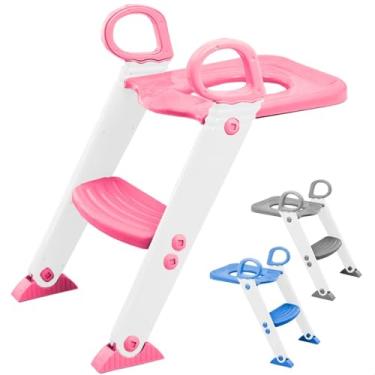 Imagem de Assento Redutor Infantil Vaso Sanitário Privada Com Escada Trono Troninho (Rosa)
