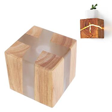 Imagem de Lâmpada de Parede com Textura Madeira Riscada Iluminação Interior Quarto Mesa Cabeceira Luz Noturna 100-240V Decorativa LED Instalação Fácil Borracha