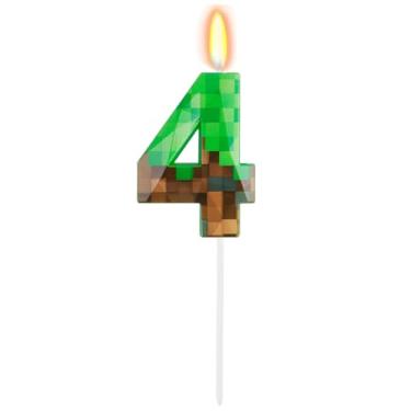 Imagem de Velas de aniversário pixel, velas de número mineiro para bolo número 1, topo de bolo para velas temáticas de jogos, decoração de aniversário, suprimentos para celebrações de aniversário (4)