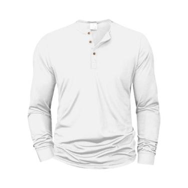 Imagem de Camiseta Masculina Slim Fit De Manga Longa Com Gola Henley Confortável