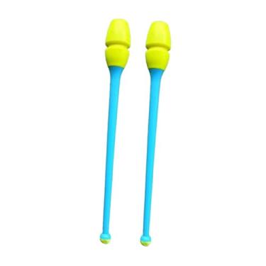 Imagem de Dynwave Conjunto de 2 maças de ginástica rítmica, equipamento profissional de treinamento de ginástica de 45,5 cm para apresentações de palco, condicionamento, Amarelo E Azul