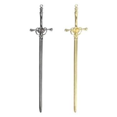 Imagem de PATIKIL 2 peças de marcador de livro de espada, espada de fantasia, alfinetes de cabelo, marcadores de livro de metal vintage, borlas para agenda, para amantes de livros, leitores, presentes de