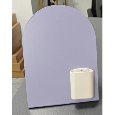 Imagem de Vittqsuier 2 quadros de avisos magnéticos com suporte de cavalete, quadros de exibição de memorandos de metal de mesa de 28 x 29 cm com design dobrado antiinclinação e 6 ímãs para escritório, cozinha