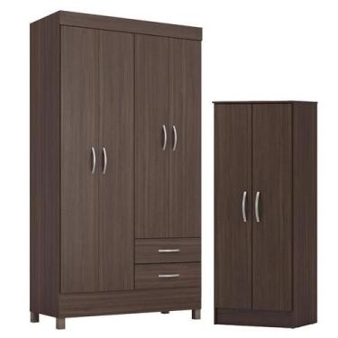 Imagem de Guarda Roupa Solteiro Astro com Multiuso Viena Café - Demóbile - Demob