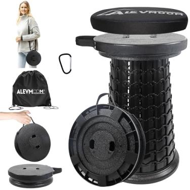 Imagem de Banqueta dobrável 2GG atualizada com almofada grossa H 51 cm D 33 cm, peso máximo de 453 kg, banco dobrável dobrável portátil mais largo e mais alto ou descanso de pés para viagem, acampamento e ar