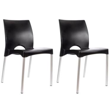 Imagem de Kit 2 Cadeiras de Jantar Boston - com Pés de Alumínio, Estilosas para Sala de Jantar, Varanda e Ambientes Residenciais, Duráveis e Práticas (Preto)
