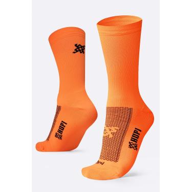 Imagem de Meia HUPI Lisa Laranja Neon 1 Par Cano Médio Corrida Bike, Cor: Laranja, Tamanho único 36-42