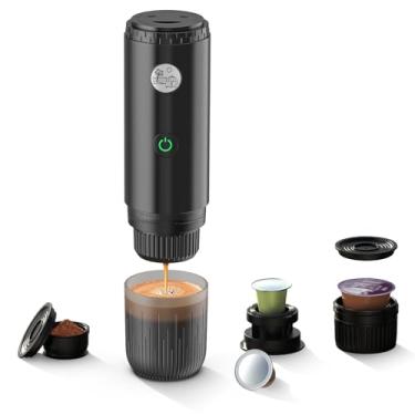 Imagem de BENFUCHEN Máquina de café expresso elétrica portátil, cafeteira de viagem para acampamento, cafeteira de carro autoaquecimento com USB-C, com café moído e cápsula NS para trailer, caminhadas